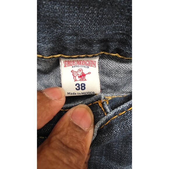 True Religion Men's Straight Leg Blue Distressed Denim Jeans W38L32 - Picture 7 of 8